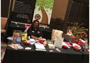 Yolanda manning the CSP booth at ResaCon 2017