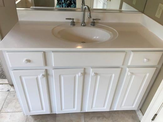 bathroom vanity before staging